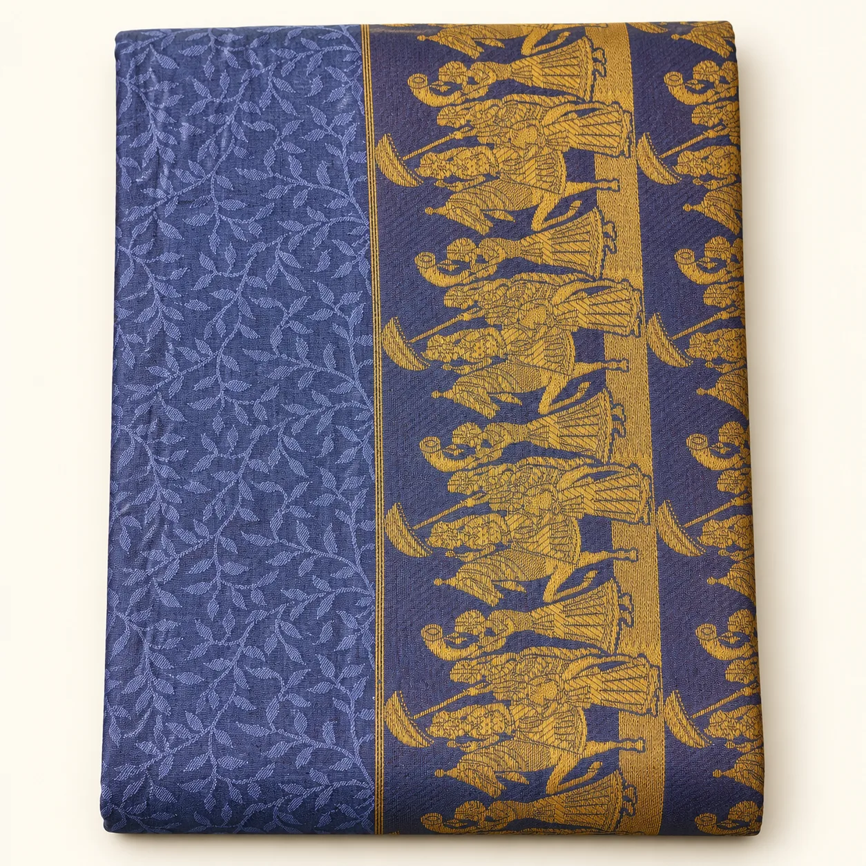 Blue And Orange With Gold Zari Accents Saree saree at ₹199