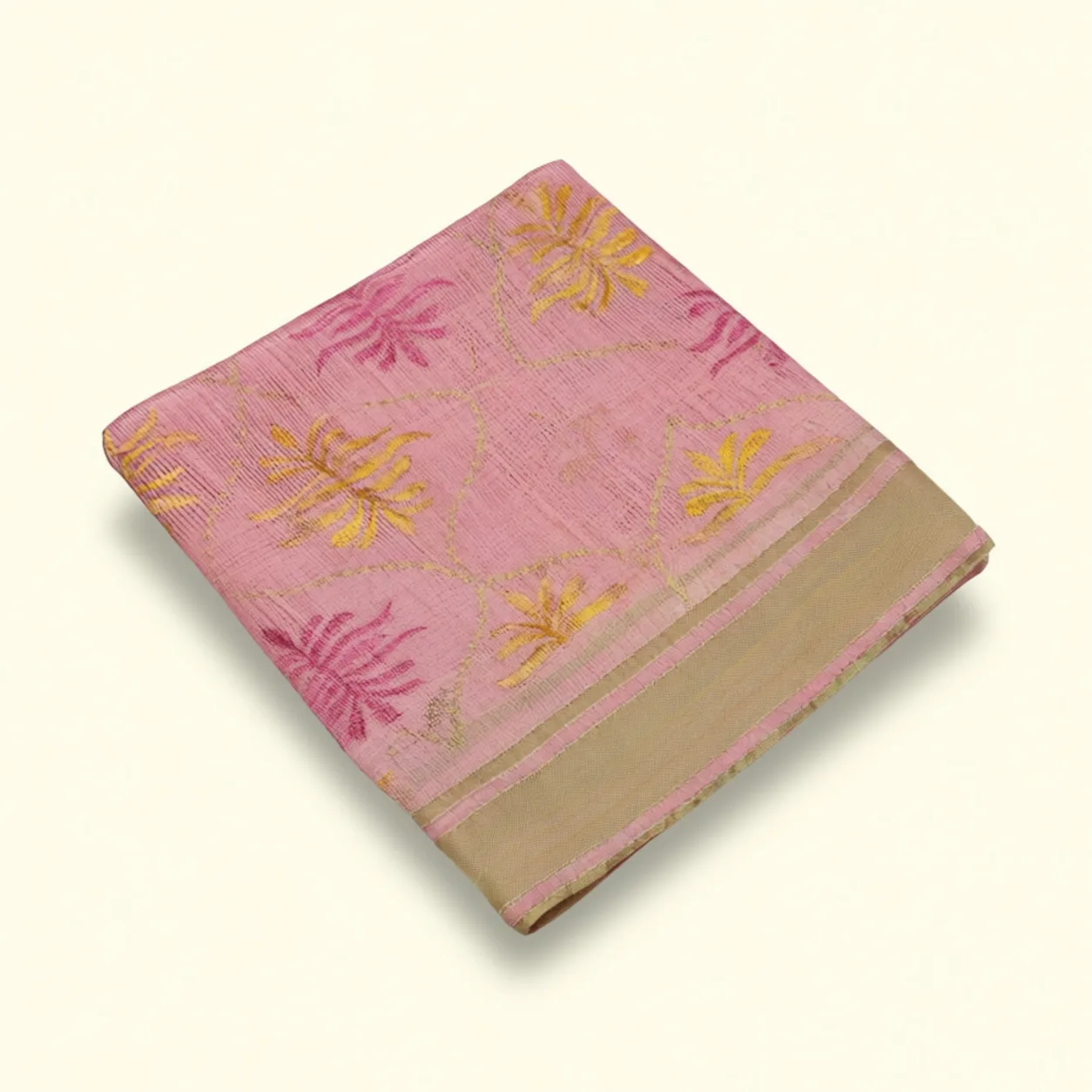 Baby Pink And Tan With Silver Zari Accents Saree saree at ₹199