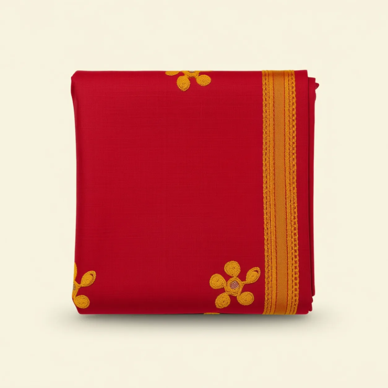 Crimson And Orange With Gold Zari Accents Saree saree at ₹199