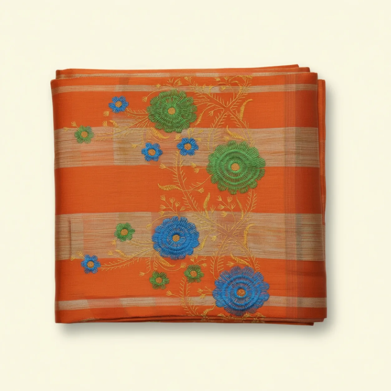 Orange And Brown With Silver Zari Accents Saree saree at ₹199