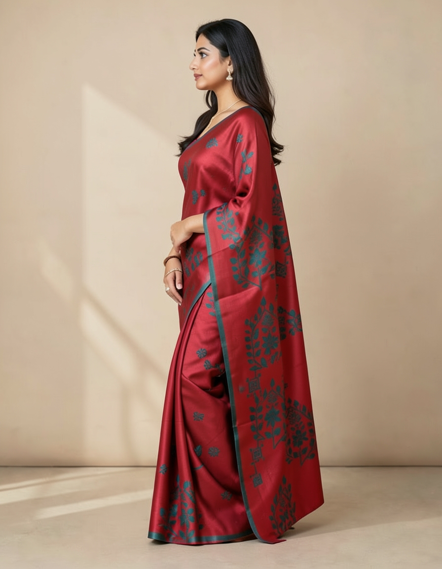 Crimson And Teal Saree saree at ₹199