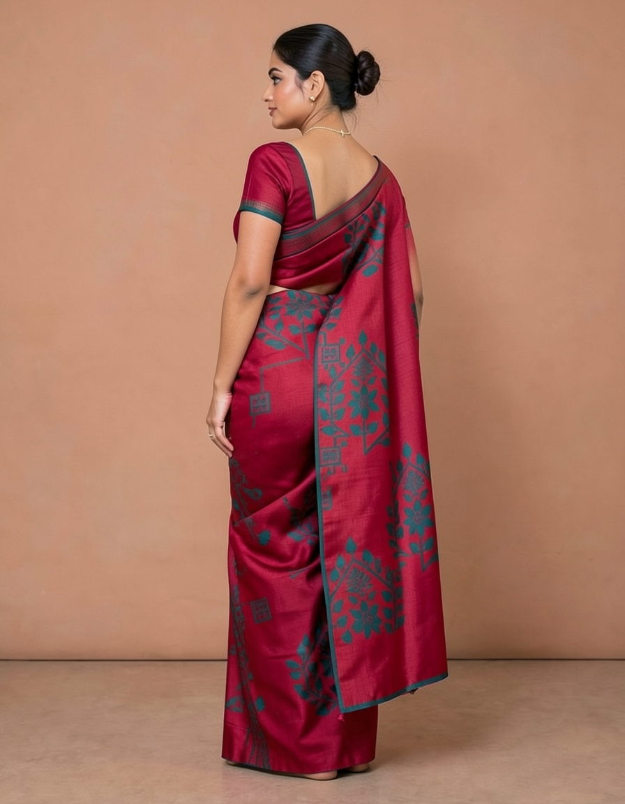 Crimson And Teal Saree saree at ₹199