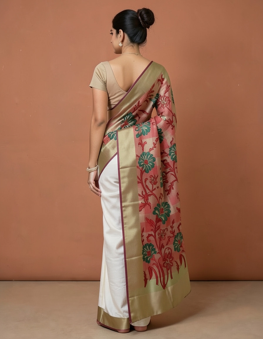 Gold And Red Saree saree at ₹199
