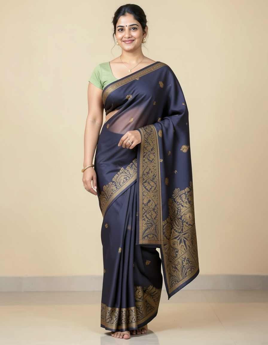 Brown And Silver Saree saree at ₹199