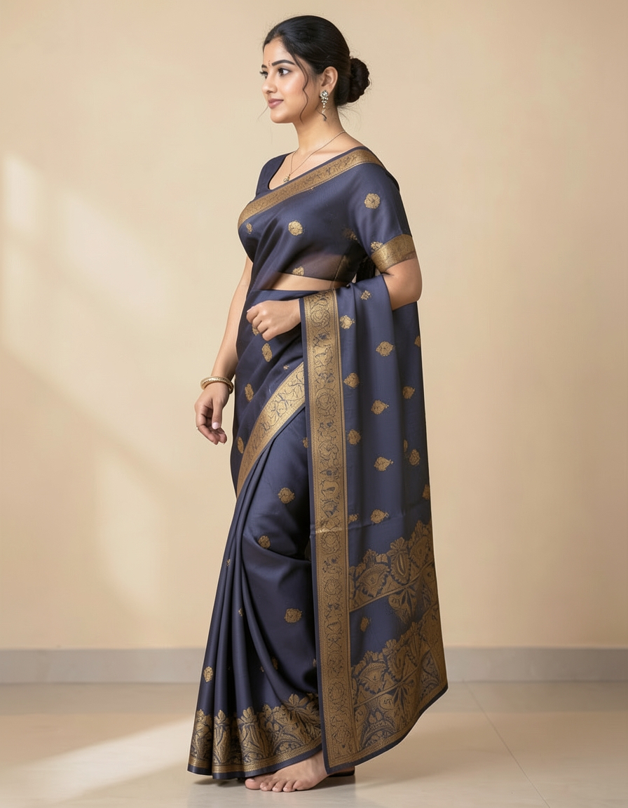 Brown And Silver Saree saree at ₹199