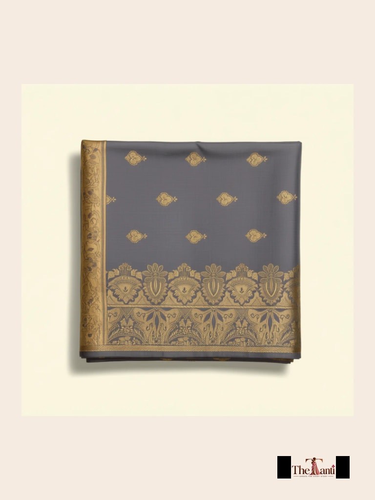 Brown And Silver Saree saree at ₹199