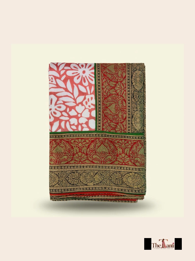 Brown And Baby Pink With Gold Zari Accents Saree saree at ₹199