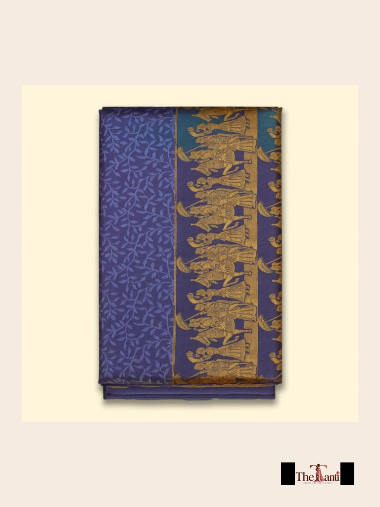 Blue And Brown With Gold Zari Accents Saree saree at ₹199