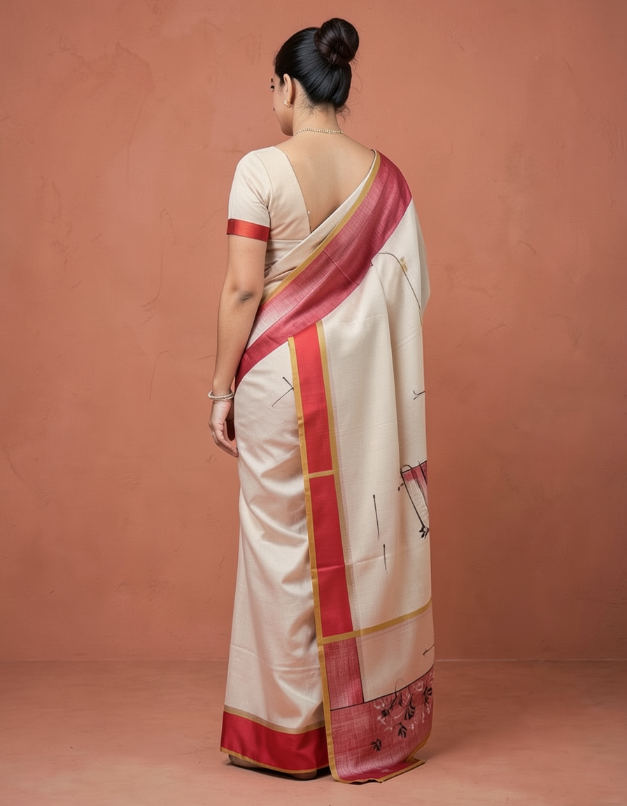 Crimson And Tan With Gold Zari Accents Saree saree at ₹199