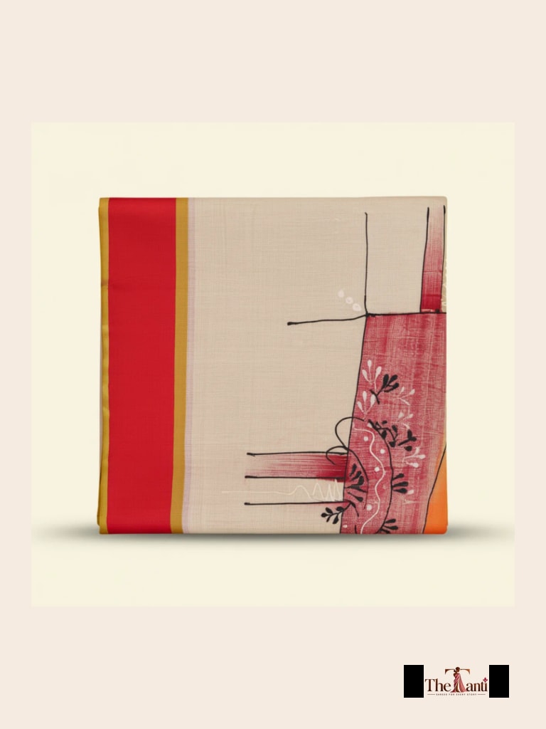 Crimson And Tan With Gold Zari Accents Saree saree at ₹199