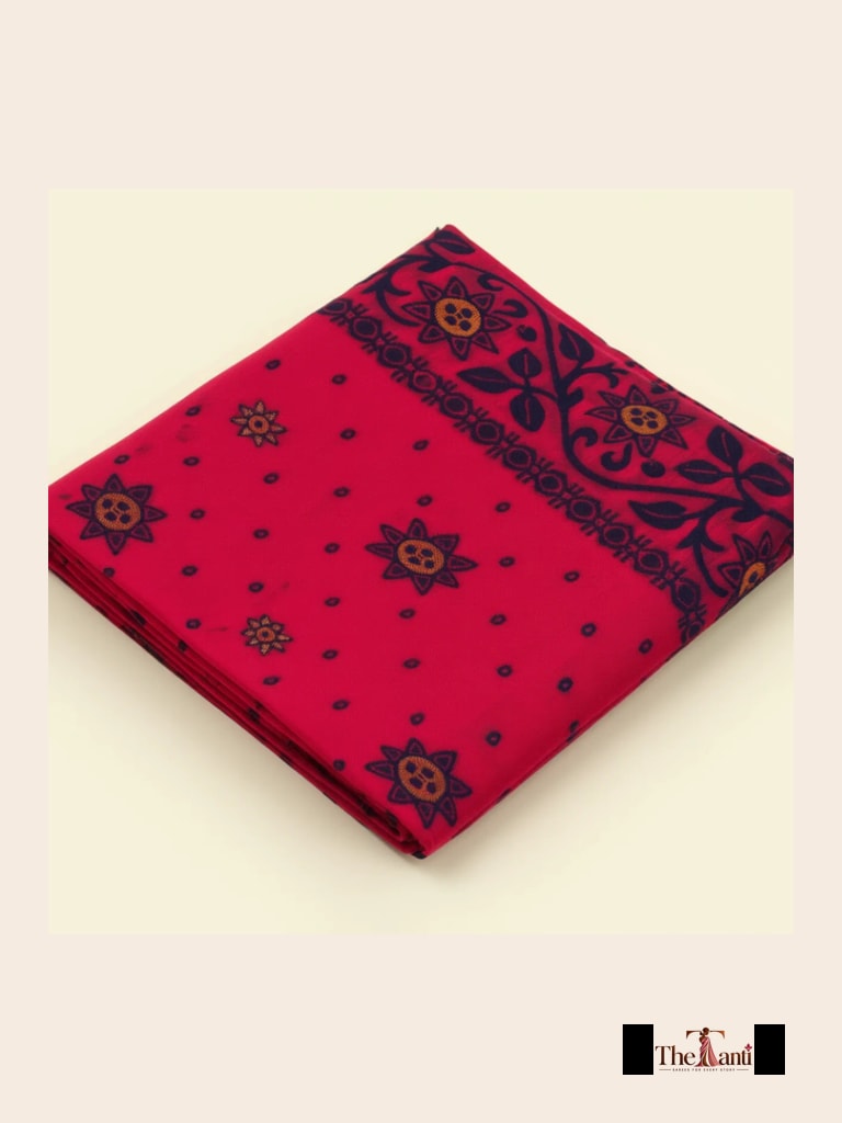 Pink And Crimson With Gold Zari Accents Saree saree at ₹199