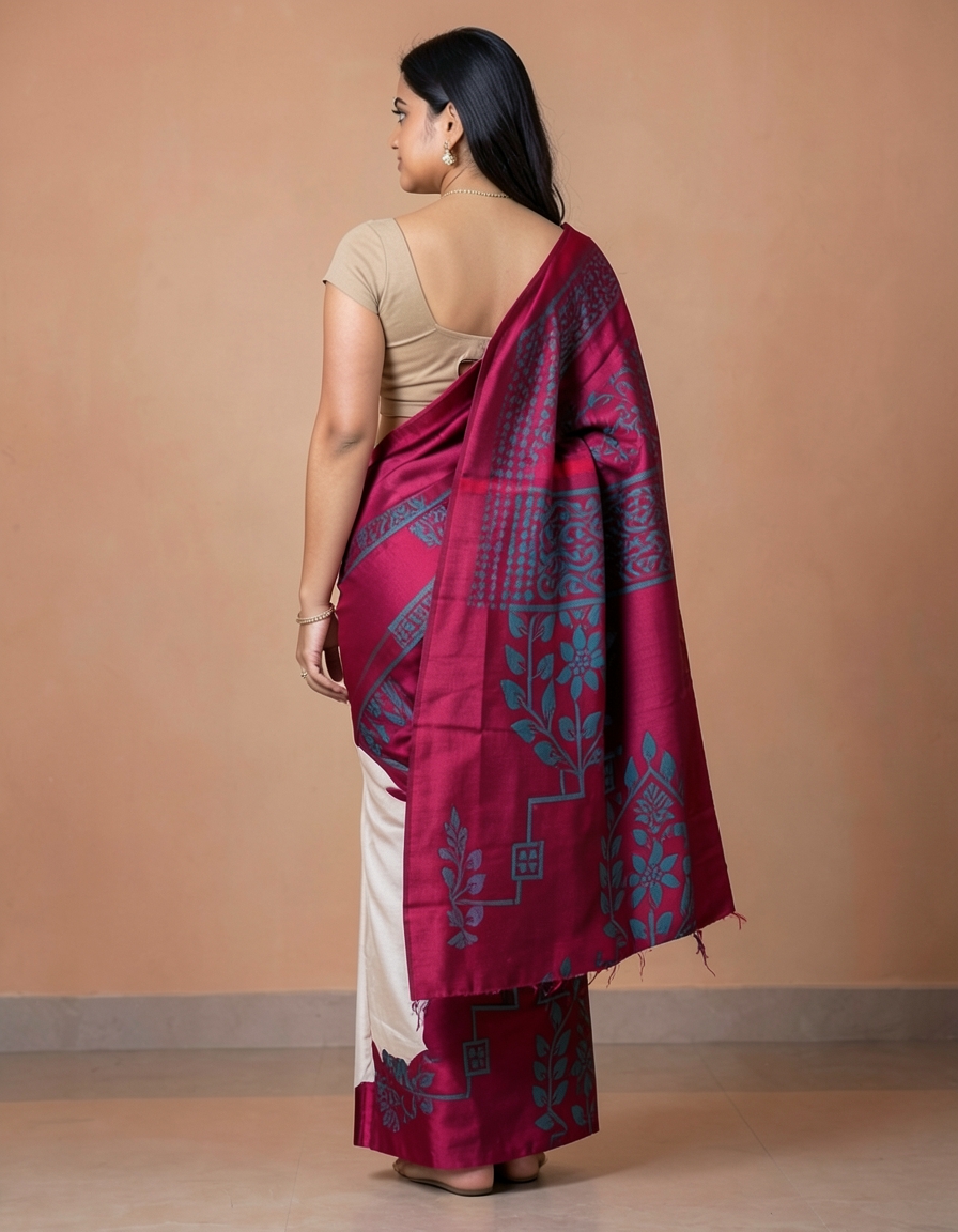 Pink With Gold Zari Accents Saree saree at ₹199